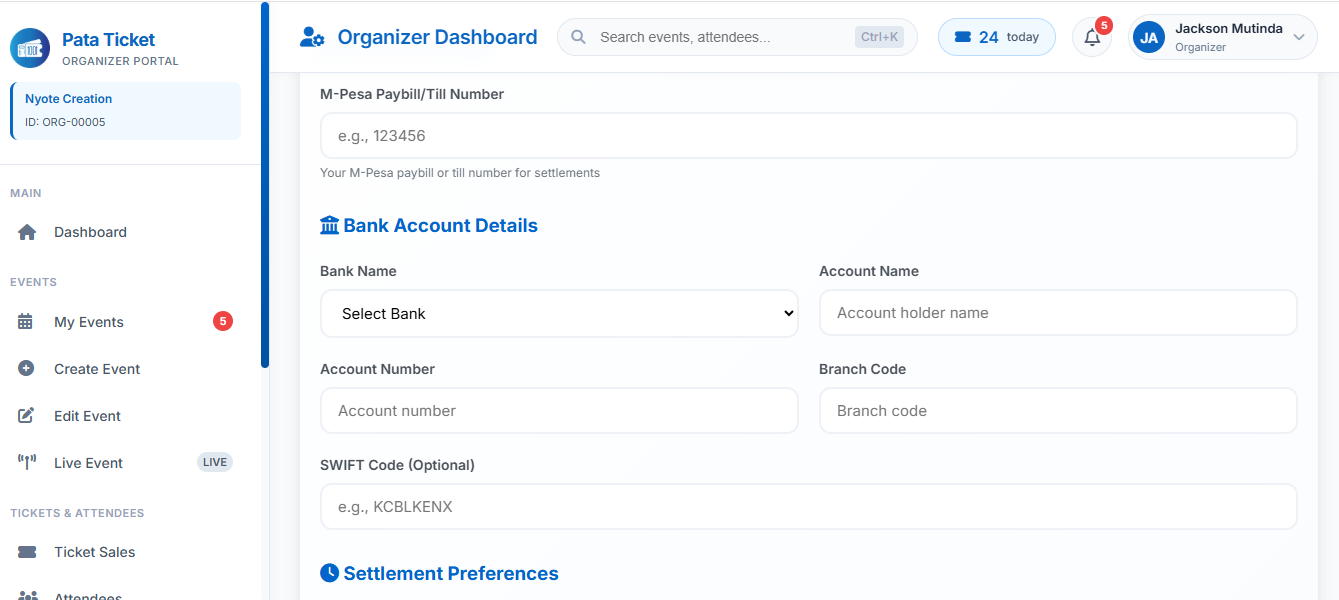 Payments dashboard showing withdrawals